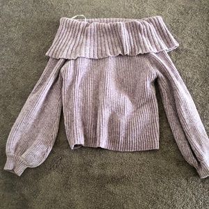 Soft Light Purple Off Shoulder Sweater